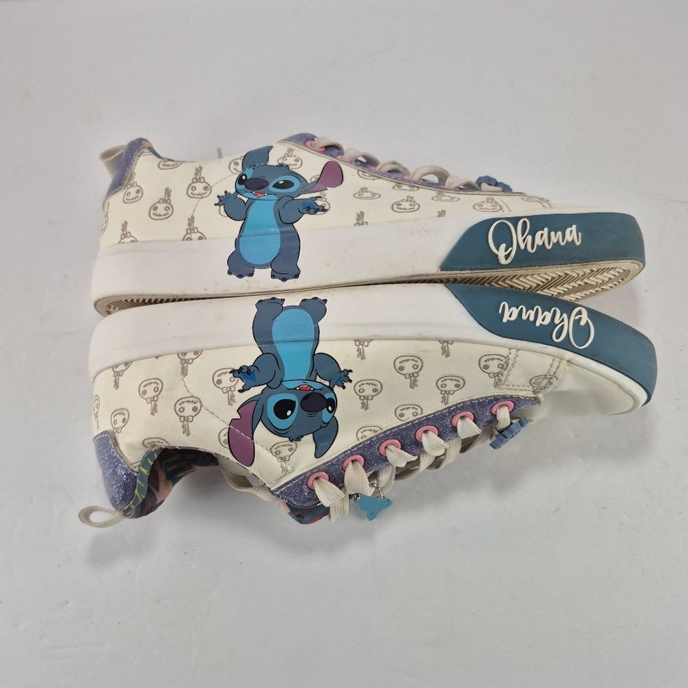 Disney Lilo & Stitch "Ohana" Graphic Low Top Court Sneakers With Charms Size 8.. - Picture 10 of 11